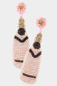 Pink Beaded Bottle Earring