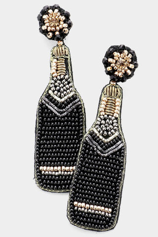 Black Beaded Bottle Earring