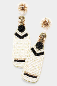 White Beaded Bottle Earring