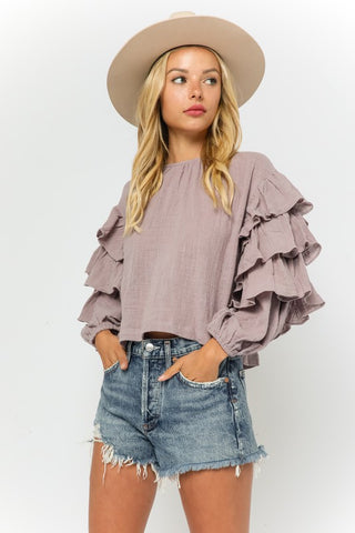 Della Ruffle Top - Lilac