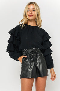 Della Ruffle Top - Black