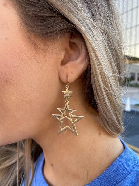 Triple Star Earring-Gold