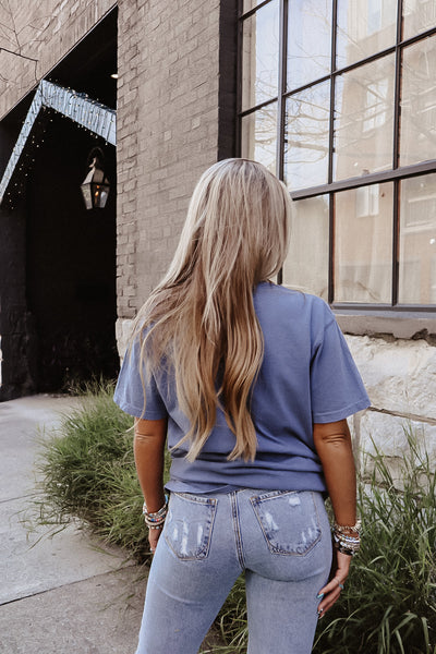 Blue Smiley Graphic Tee