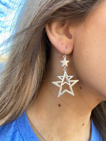 Triple Star Earring- Silver